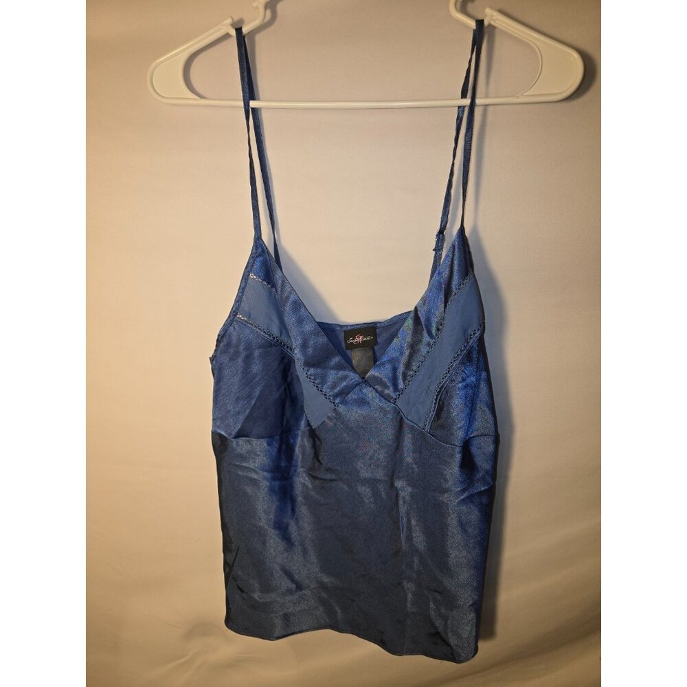 Blue Silky Satin Cami Camisole Blue Sexy Dark fairy Large 12/14 L Capsule Luxe